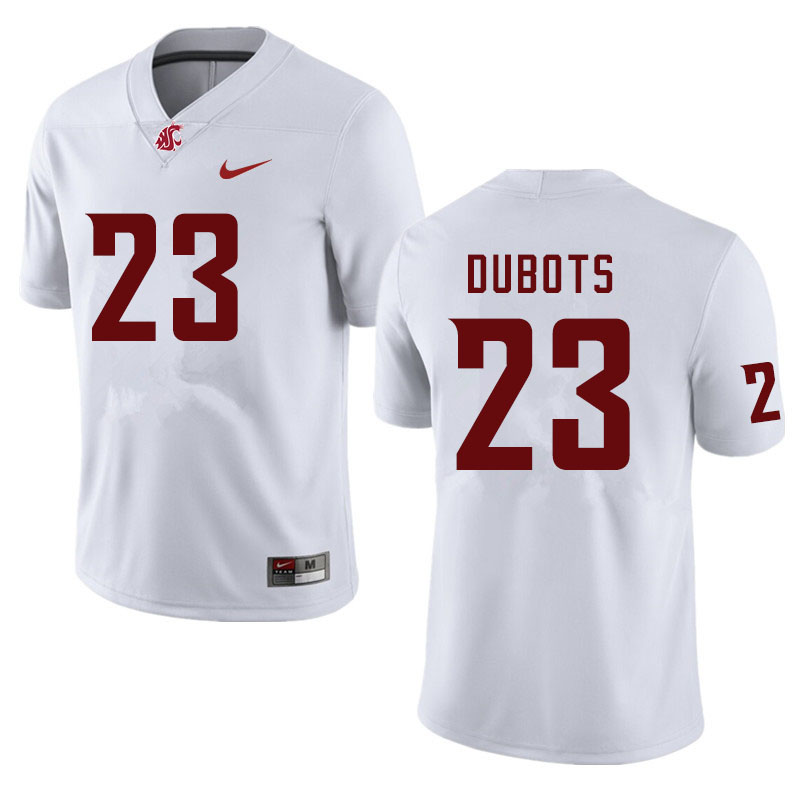 Men #23 Cole Dubots Washington State Cougars College Football Jerseys Sale-White